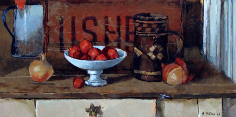 Still Life, Bowl of Plums, Acrylic