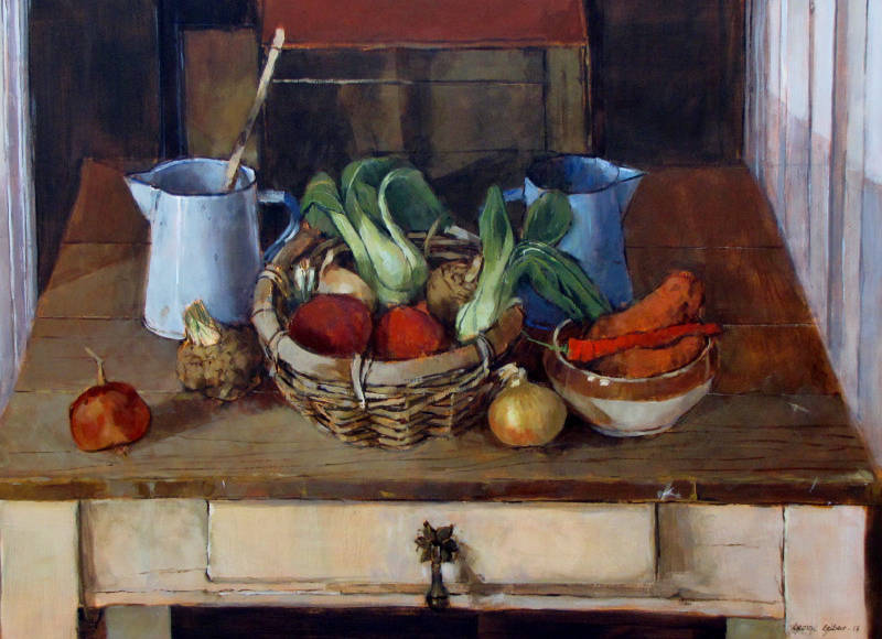 White Table (Mixed Vegetables), Acrylic